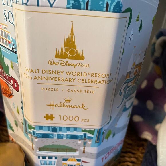 Mickey and Minnie Scentsy Purple Gold Plush Magic Kingdom Hallmark 1000 Puzzle - Picture 8 of 12